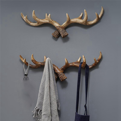 RoyaleGlow Rustic Antler Wall Mounted Coat Rack - Multi Hook Entryway Organizer