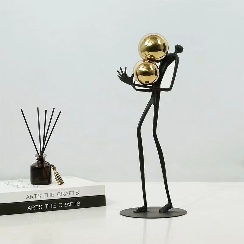 Royelux Modern Abstract Metal & Gold Sphere Sculpture - Elegant Home Decor Figurine