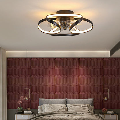 Royelux Modern LED Flush Mount Ceiling Fan with Light & Remote for Bedroom Living Room