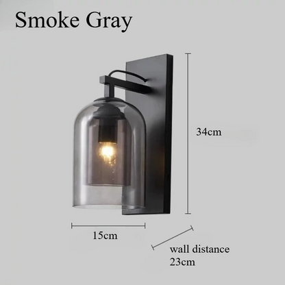 RoyaleGlow Modern Glass Wall Sconce - Black Metal Vanity Light Fixture