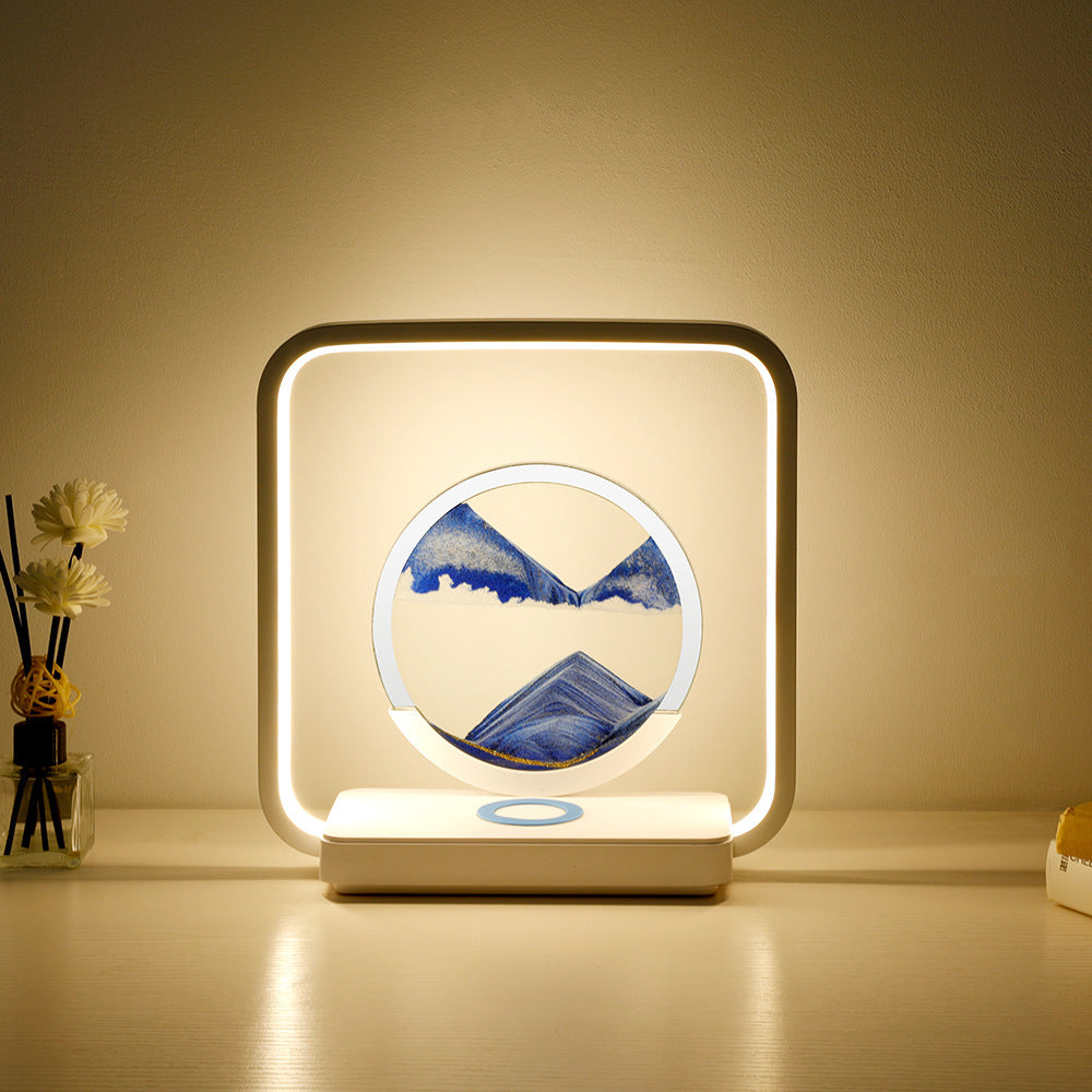 Royelux 3D Moving Sand Art Lamp with 15W Wireless Charger & LED Desk Light