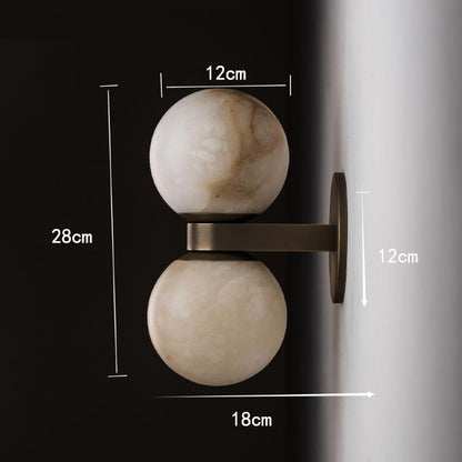 Royelux Modern Marble Dual Globe Wall Sconce - Elegant Nordic Brass Light