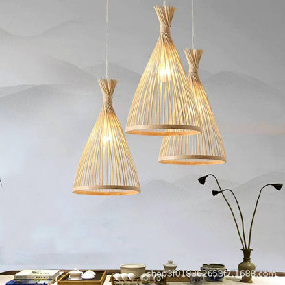 Royelux Artisan Tapered Bamboo Pendant Light for Organic Decor