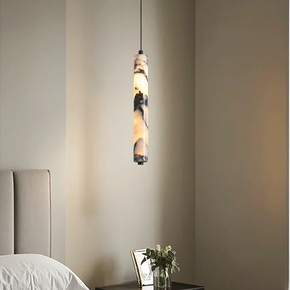 Rayvia Luxury Natural Stone Cylinder Pendant Light for Kitchen Island