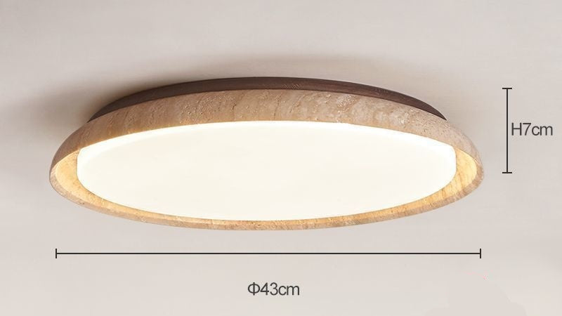 RoyaleGlow Round Travertine LED Flush Mount Ceiling Light - Modern Minimalist