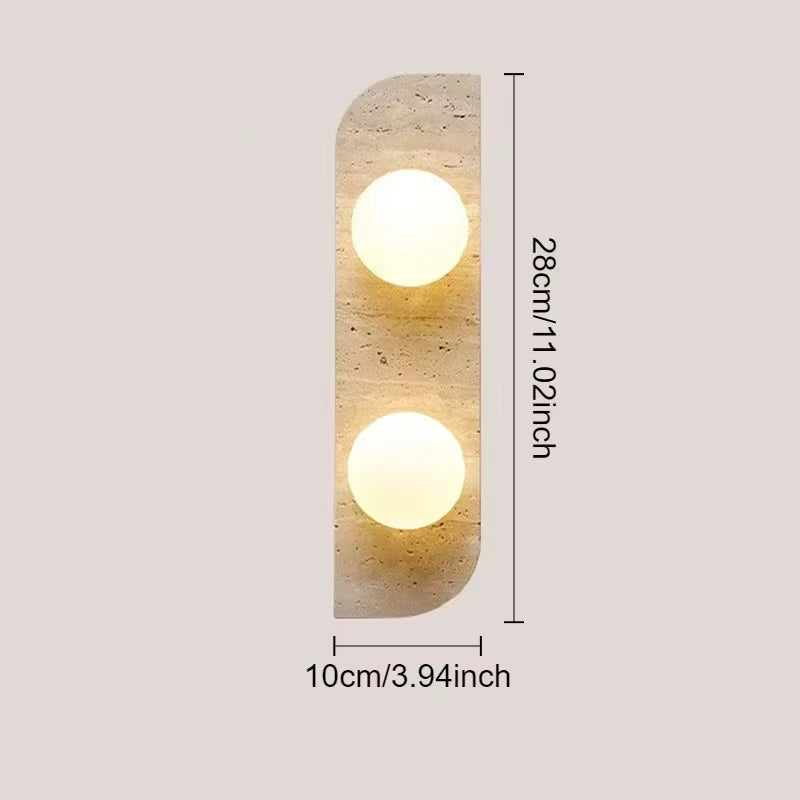 Royelux Natural Travertine Wall Sconce Modern Stone LED Wall Light