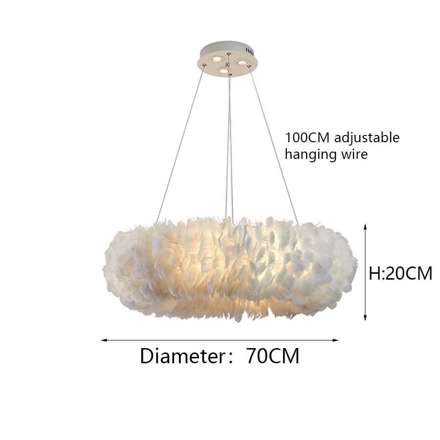 RoyaleGlow Nordic Feather Chandelier Modern LED Pendant Light for Living Room