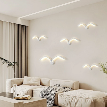 Lumora Nordic Seagull LED Wall Sconce - Modern Minimal Wing Design, Wall-Mounted