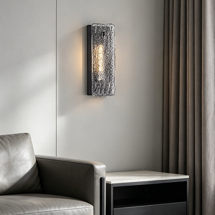 RoyaleGlow Alabaster LED Wall Sconce, Modern Brass Rectangular Light Fixture