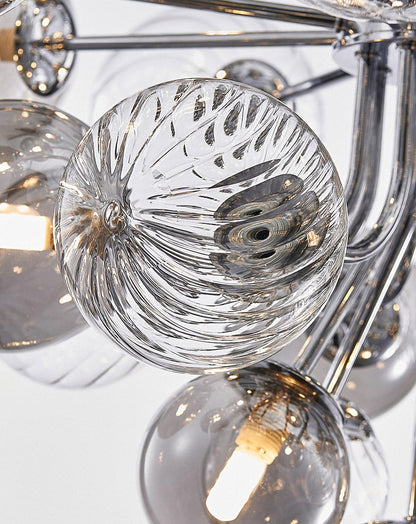 RoyaleGlow Sputnik Chandelier with Smoke Gray Glass Globes Modern Pendant Light