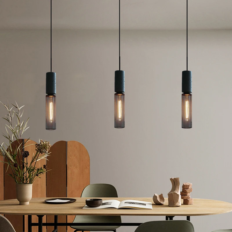 LuxRoyale Industrial Style Pendant Light for Cyber Loft, Vintage Charm, Mesh Cage Shade, Dimmable Edison Bulb