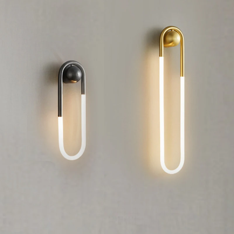 LuxRoyale Sculptural Loop Silhouette Wall Lamp in Brass Finish