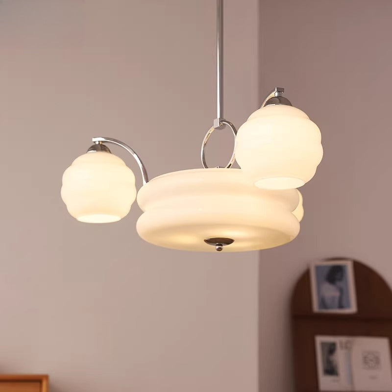 RoyaleGlow Art Deco Brass Chandelier with Frosted Glass Shades