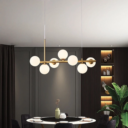 RoyaleGlow Modern Glass Globe Linear Chandelier for Living Room, Kitchen, Restaurant & Bar
