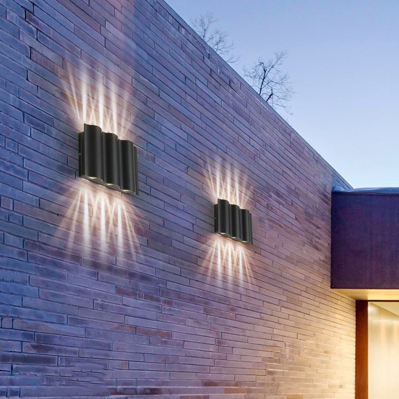 LuxRoyale Modern Outdoor Wall Sconce Black Up Down Light Fixture