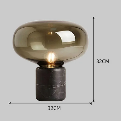 LuxRoyale Contemporary Amber Glass Table Lamp with Marble Base