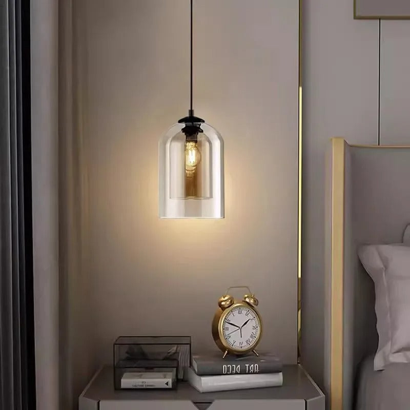 Lumora Modern Smoked Glass Dual-Shade Pendant Light for Dining Room