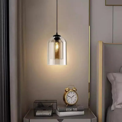 Lumora Modern Smoked Glass Dual-Shade Pendant Light for Dining Room