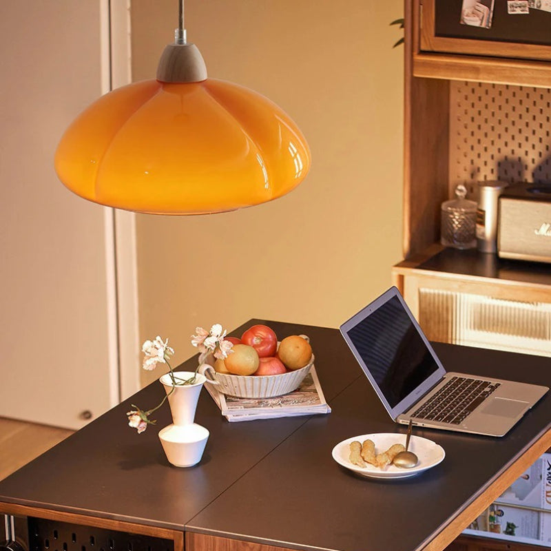 RoyaleGlow Retro Glass Pumpkin Pendant Light-Hanging Ceiling Lamp For Kitchen & Dining