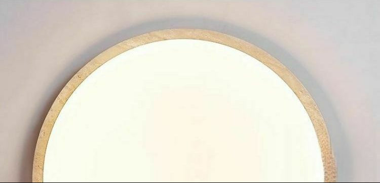RoyaleGlow Round Travertine LED Flush Mount Ceiling Light - Modern Minimalist