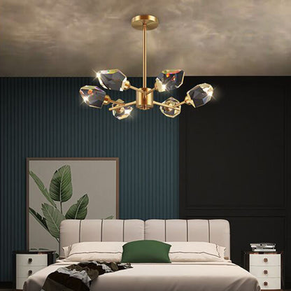 Royelux 6-Light Modern Crystal Chandelier- Gold LED Ceiling Light