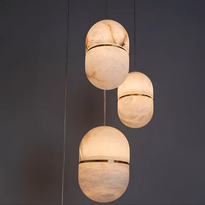 RoyaleGlow Capsule Pendant Light-Modern Minimalist White Opal Glass Fixture