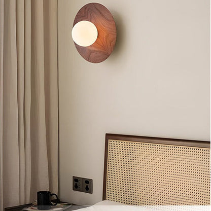Lumora Modern Solid Wood Wall Light with Frosted Glass Globe