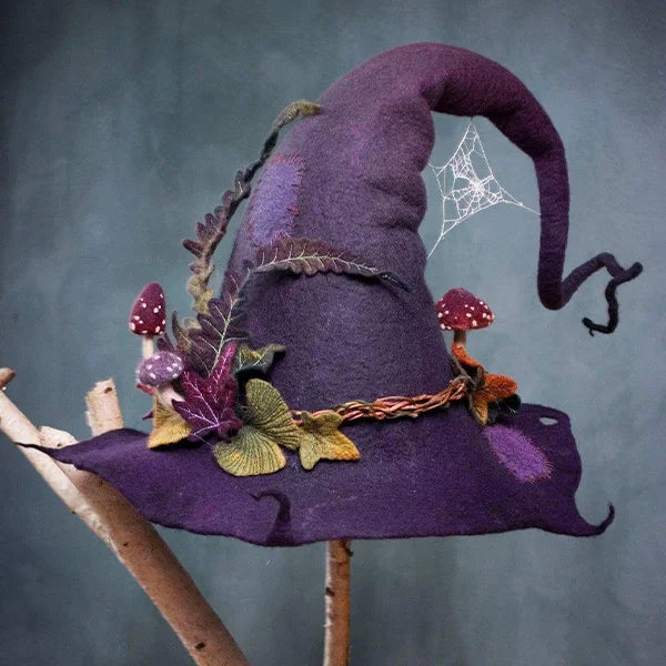 RoyaleGlow Halloween Party Felt Witch Hats for Adults