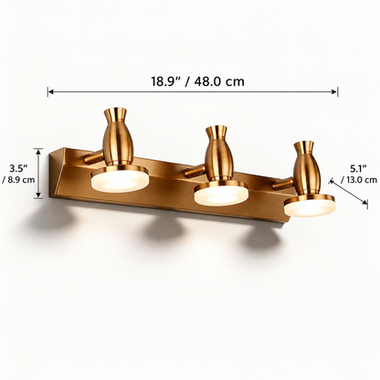 LuxRoyale Modern Gold Bathroom Vanity Light - Adjustable Wall Fixture with Dimmable LED