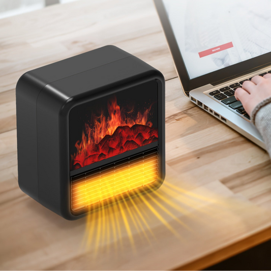RoyaleGlow Mini Fireplace Space Heater 1500W – Portable Electric Heater with Thermostat
