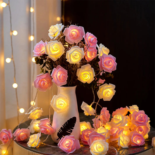 2m 10LED Rose Flowe LED String Lights Garland Wedding Birthday Decor Valentine's Day Gift Christmas Tree Decor for Home Outdoor 0
