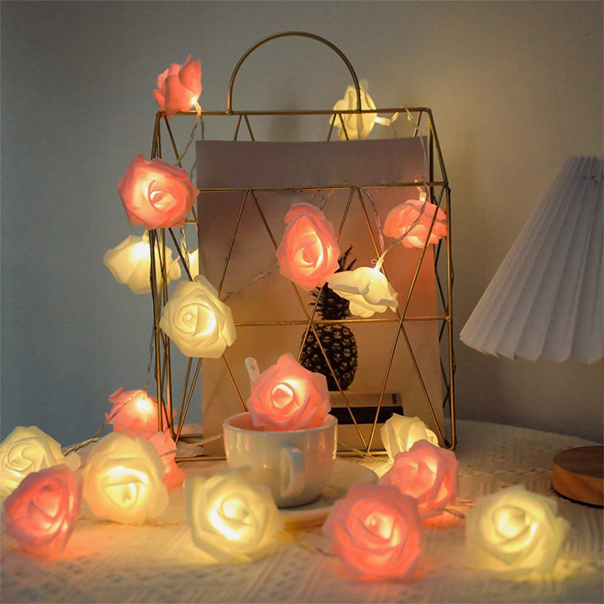 2m 10LED Rose Flowe LED String Lights Garland Wedding Birthday Decor Valentine's Day Gift Christmas Tree Decor for Home Outdoor 1