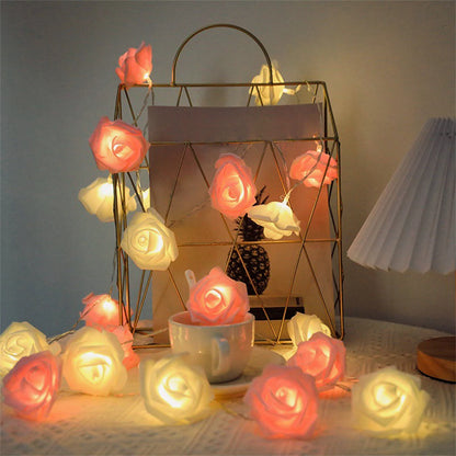 2m 10LED Rose Flowe LED String Lights Garland Wedding Birthday Decor Valentine's Day Gift Christmas Tree Decor for Home Outdoor 1
