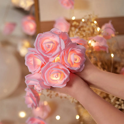 2m 10LED Rose Flowe LED String Lights Garland Wedding Birthday Decor Valentine's Day Gift Christmas Tree Decor for Home Outdoor 4
