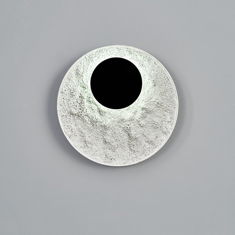 Royelux Modern Eclipse LED Wall Sconce - Snow White Textured Finish for Living Room