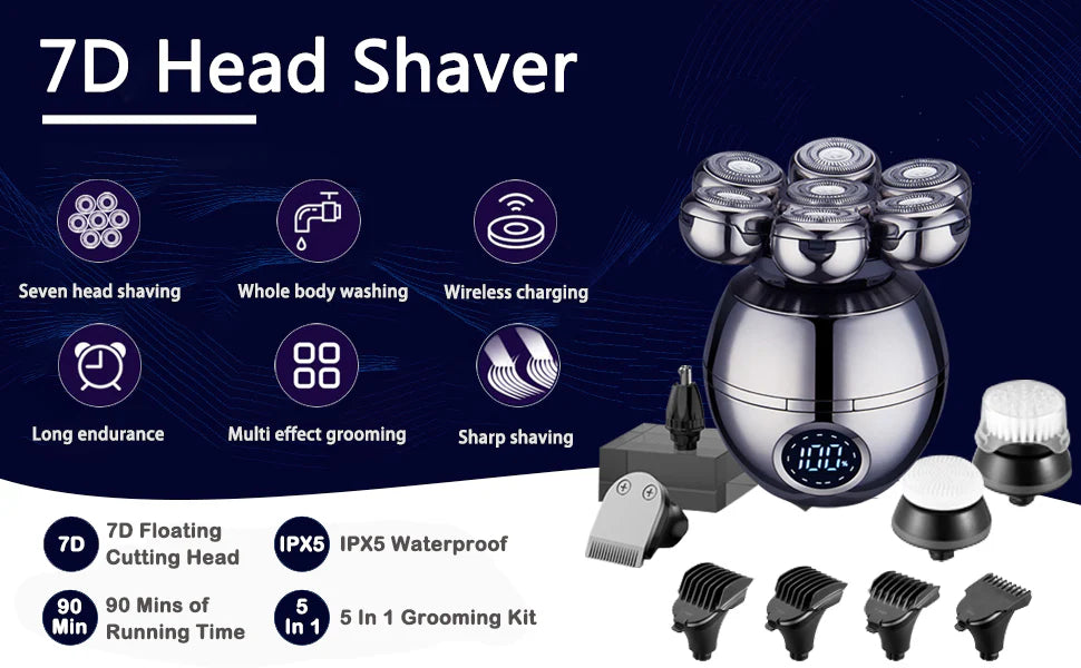 Luxora Wireless Electric Head Shaver with 7D Blade Design