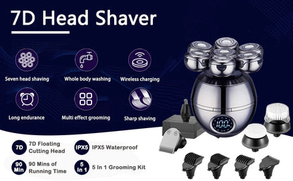 Luxora Wireless Electric Head Shaver with 7D Blade Design