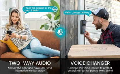 RoyaleGlow Wireless Wi-Fi Video Doorbell with 1080P HD
