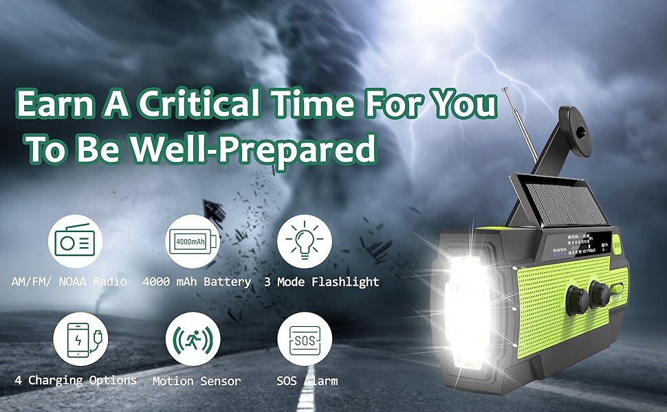 Royaleva Emergency Crank Weather Radio with Flashlight