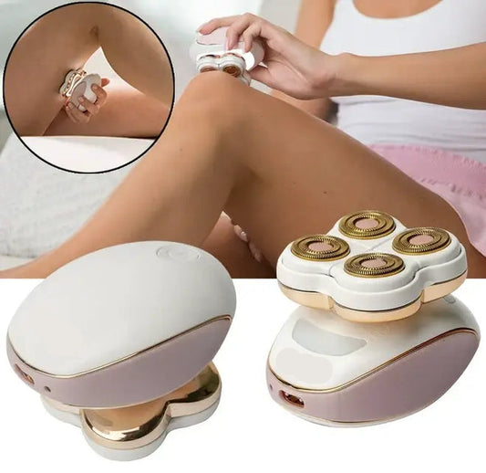 4-Head 360° Rotating Electric Shaver & Hair Trimmer - USB Rechargeable Full Body Shaver for Women, Face, Chest, Armpit, Bikini, Legs, Arms - Wet/Dry Use, Travel-Friendly Design, Hair Removal Tool, Sleek Grooming Tool, Durable Construction