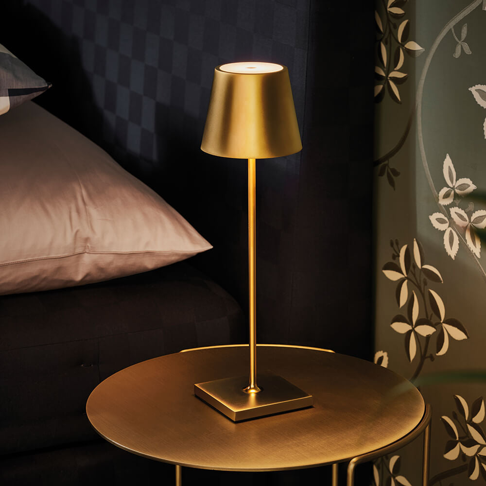 Dimmable Tall Table Lamp - Touch-Activated, USB-C Rechargeable Modern Lighting - Gold