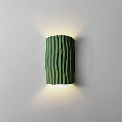 LuxRoyale Pleated Resin Wall Lamp Sconce With Soft Ambient Glow Textured Wave Pattern