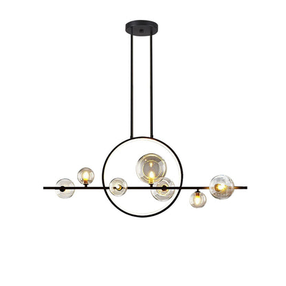 RoyaleGlow Modern Linear Chandelier with Glass Spheres for Dining Room