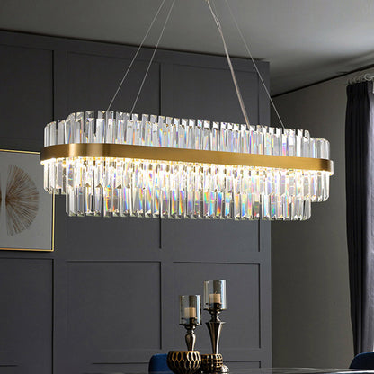 RoyaleGlow Tiered Crystal Chandelier-Modern Gold Pendant Light Fixture