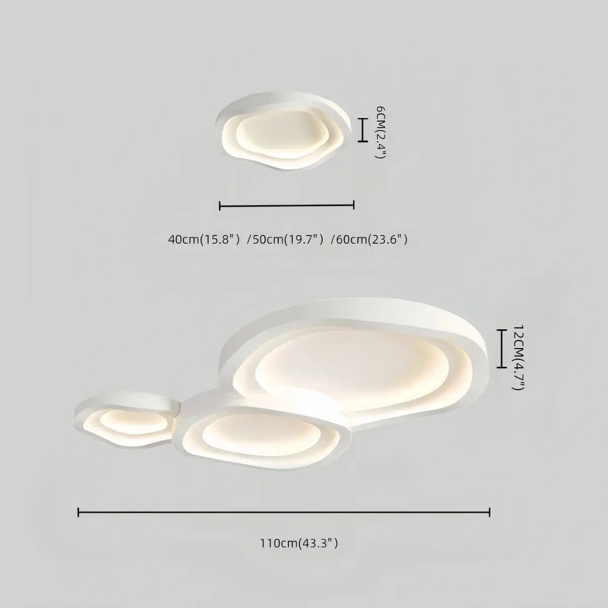 LuxRoyale Modern Minimalist Cloud LED Ceiling Light - White Acrylic Flush Mount Fixture