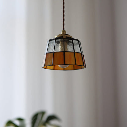 Royelux Vintage Stained Glass Geometric Pendant Light for Kitchen Island, Dining & Bedroom
