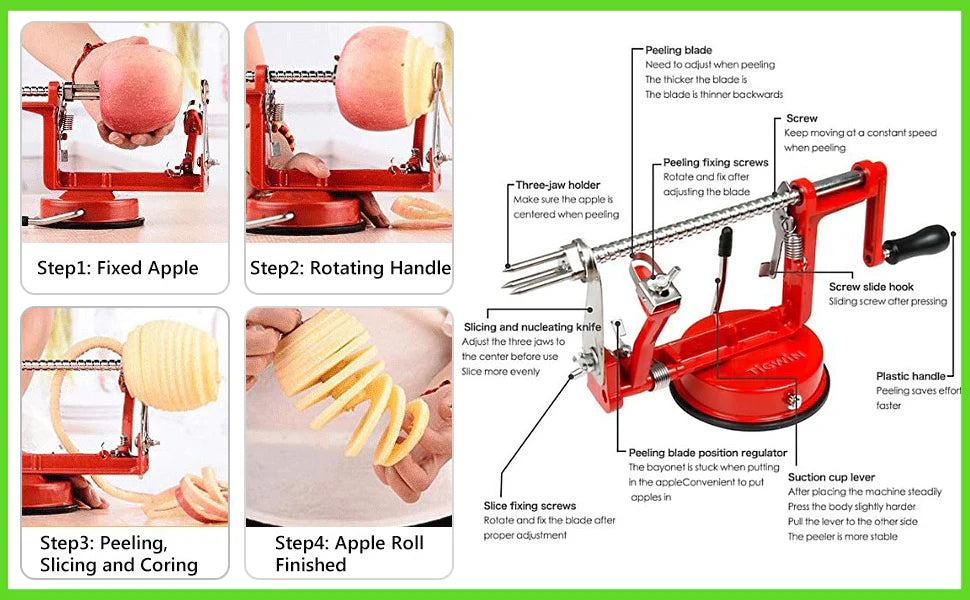 Luxora Apple Skin Peeler with Suction Base and Blades
