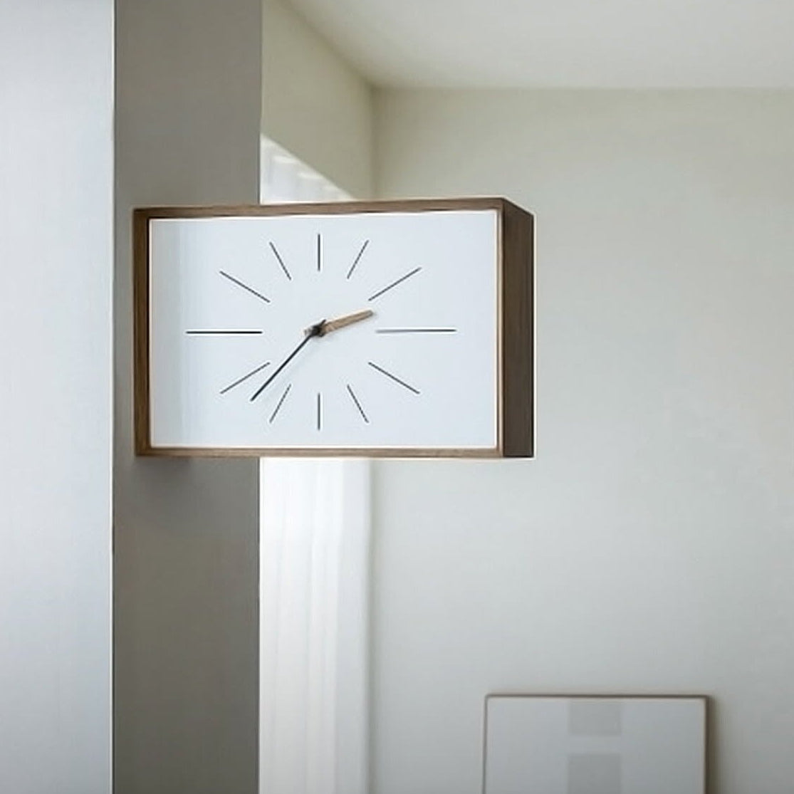 Royelux Modern Acacia Wood Desk Clock - Minimalist White Face Table Clock