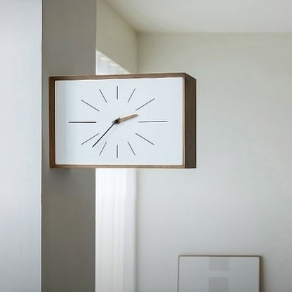 Royelux Modern Acacia Wood Desk Clock - Minimalist White Face Table Clock