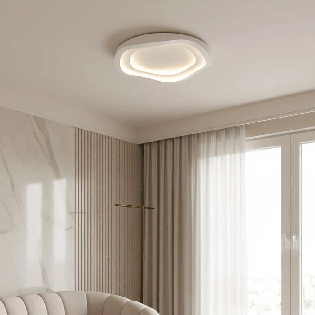 LuxRoyale Modern Minimalist Cloud LED Ceiling Light - White Acrylic Flush Mount Fixture